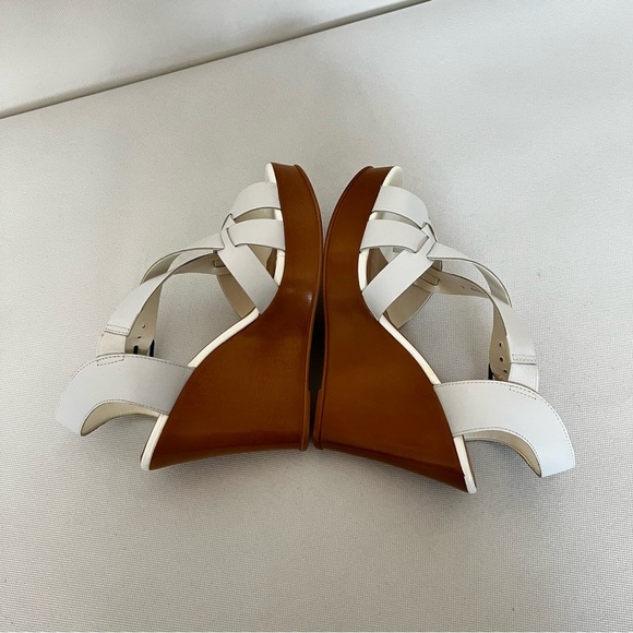 Cathy Jean Brazil White Wedge Sandals Platform Size 6 heel 4" Lightweight - Picture 7 of 11